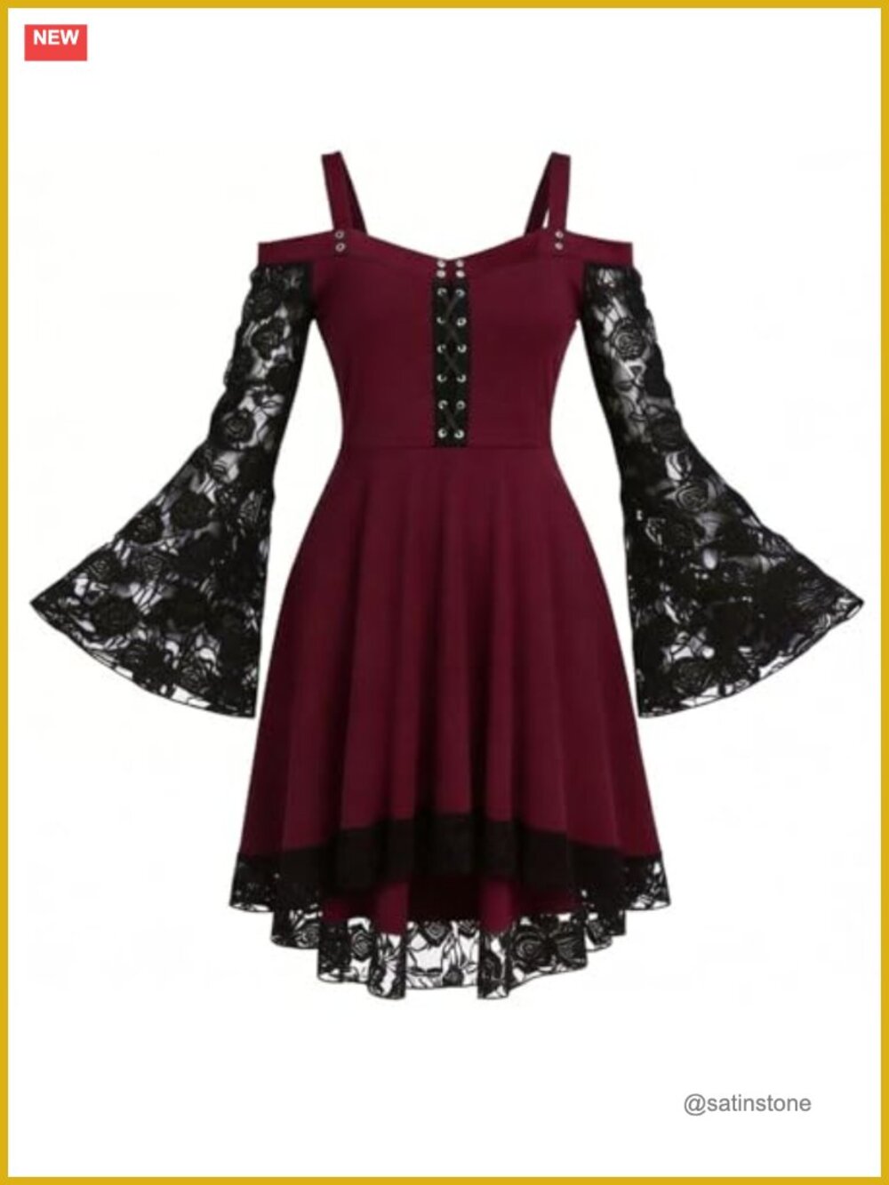Gothic Steampunk Dress Lace Off Shoulder Renaissance Cosplay Long Sleeve